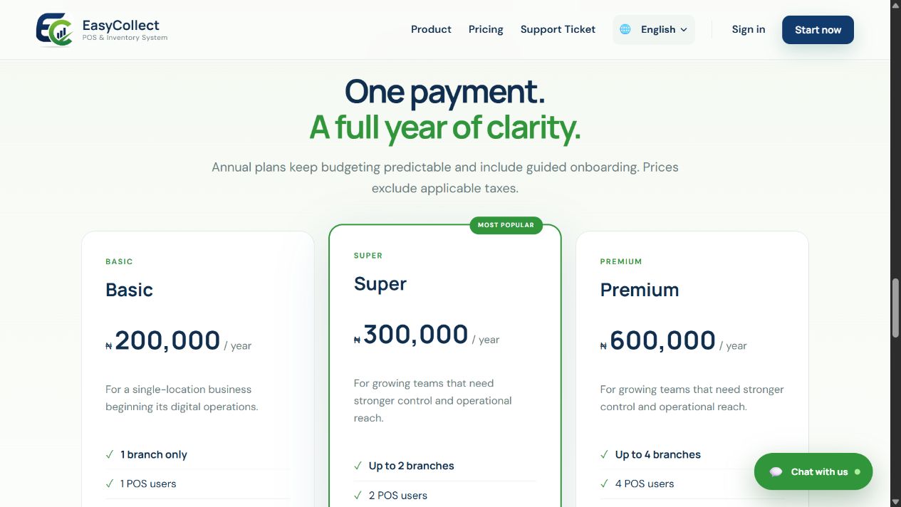 Actual EasyCollect Support Ticket screen